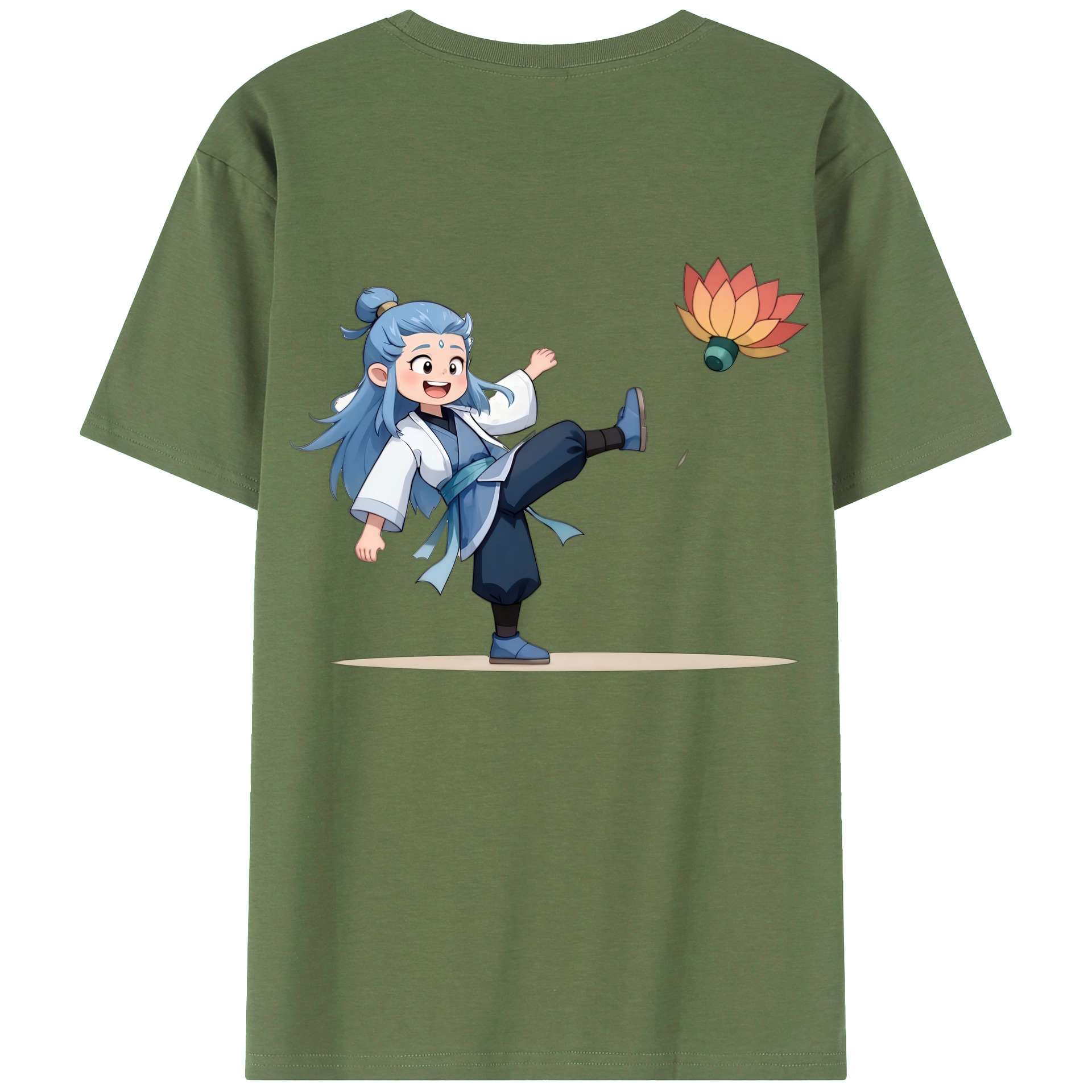 （画像用） Ne Zha 2 ナタ 魔童の大暴れ 綿100％ メンズ半袖Tシャツ（バックプリント） 通気性